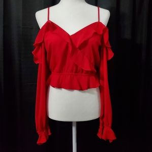 Beautiful Red Ruffled Shirt